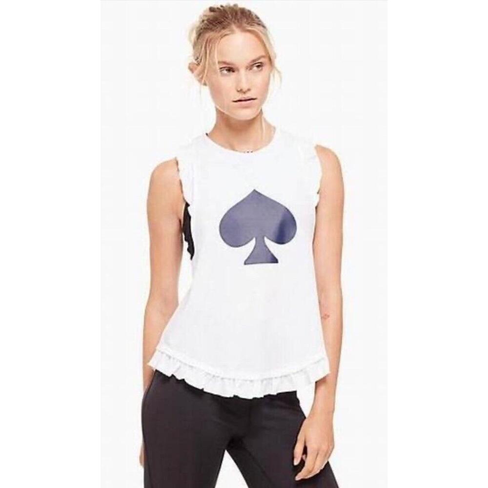 Kate Spade NWOT Ruffle Racerback Tank In White-Size Medium